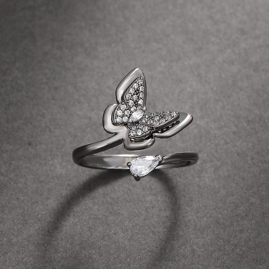 Europäischer & Amerikanischer Stil Kreative Kupfer Diamant Schmetterlingsringe für Damen - Zeigefinger Design