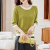 2024 Summer Women's Mid-Sleeve Knitted Pullover: Versatile, Casual Thin Sweater