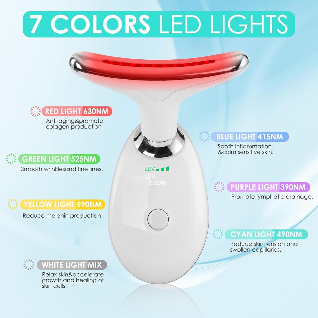 Facialuse MassagingTool Red Light Beauty Device for Facial and Neck Face Sculpting Wand with 7 Color LED Photon Skin Care Tool Ideal Gift