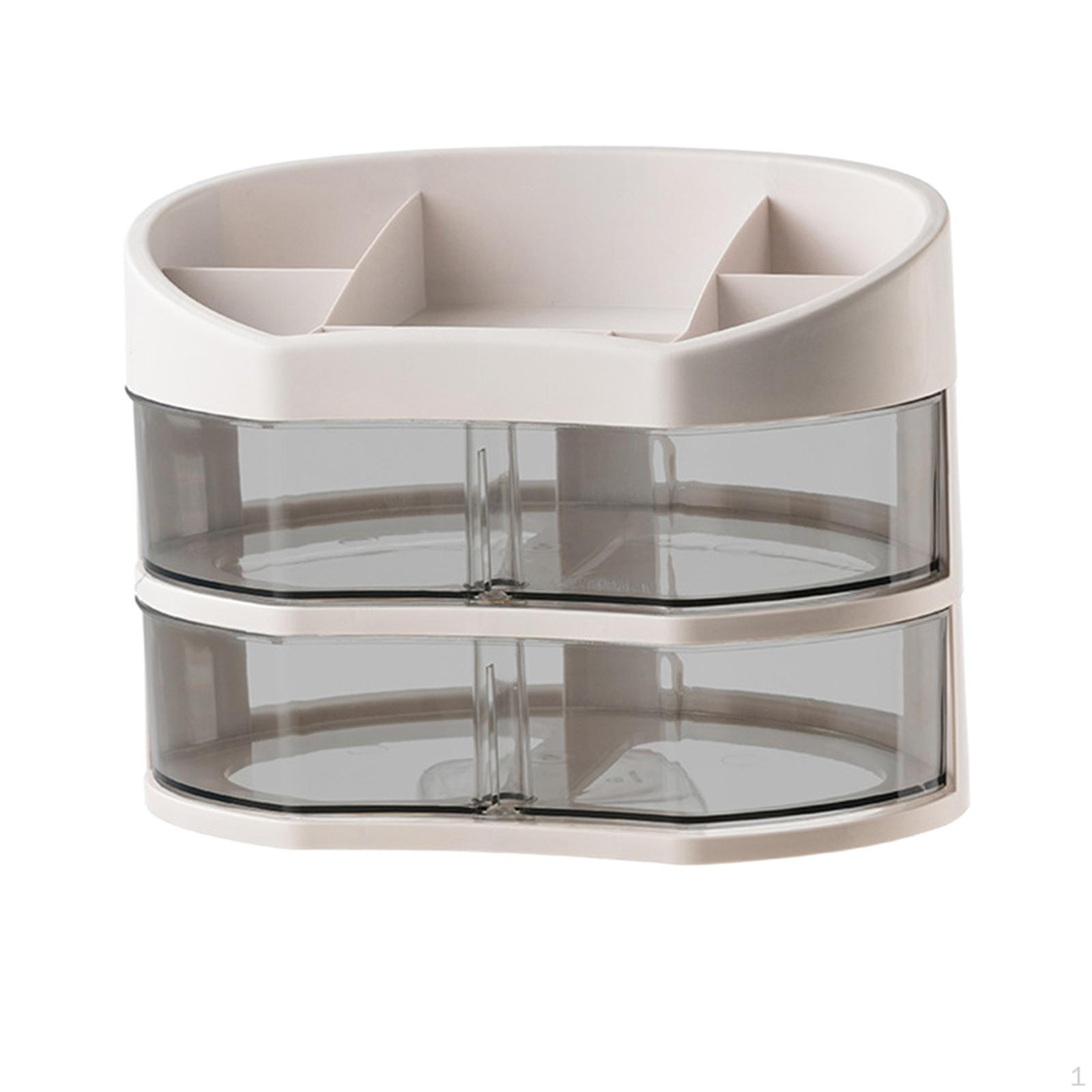 

Jewelry Container with Rotatable Drawers Cosmetic Storage Box for Lipstick Dorms White 2 Layer