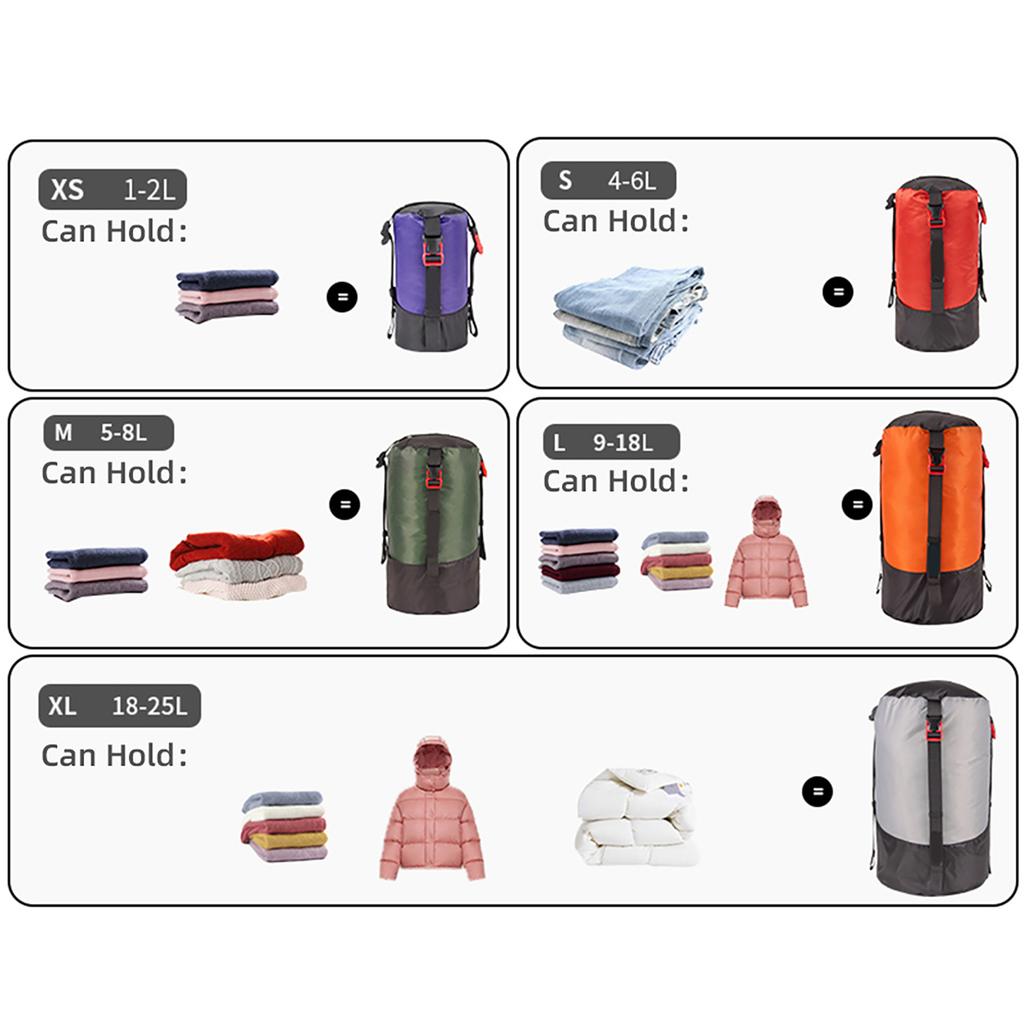 5 Stück Leichter Kompressions-Packsack Wasserdichte Polyester-Kompressionsbeutel für Camping Wandern Rucksackreisen