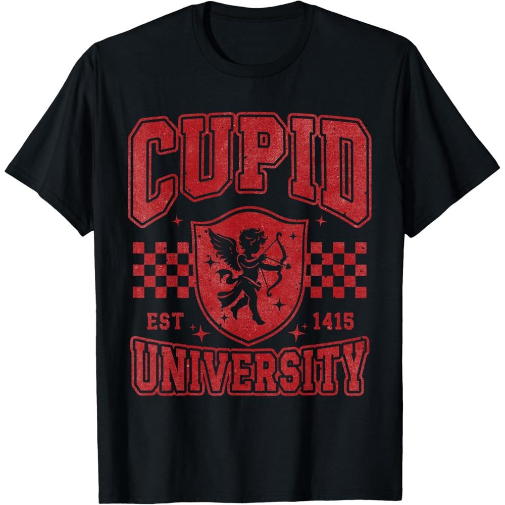 Valentines Day Cupid University, Shirt for Couple Cotton Men T Shirt 4XL чёрный