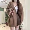 Sweater Cardigan Women's Knitted Jacket Autumn and Winter College Style Students Loose Collar Versatile Solid Color