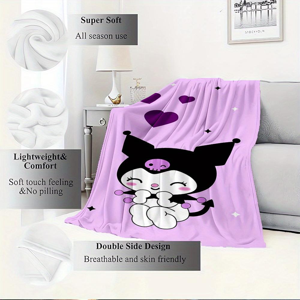 1pc cute cartoon Kuromi heart and star pattern blanket - home decoration, seasonal use, cozy, machine washable, suitable for all ages, a gif
