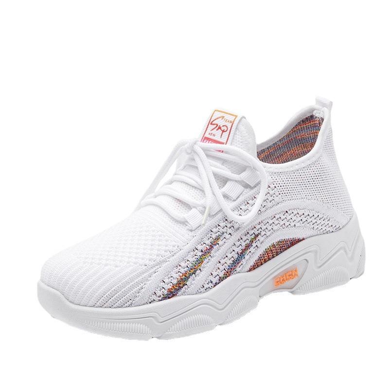 Shoes Women's Spring and Autumn New Trendy Sports Shoes Thick Sole Heightening Casual Single Shoes Breathable Flying Woven Women's Shoes