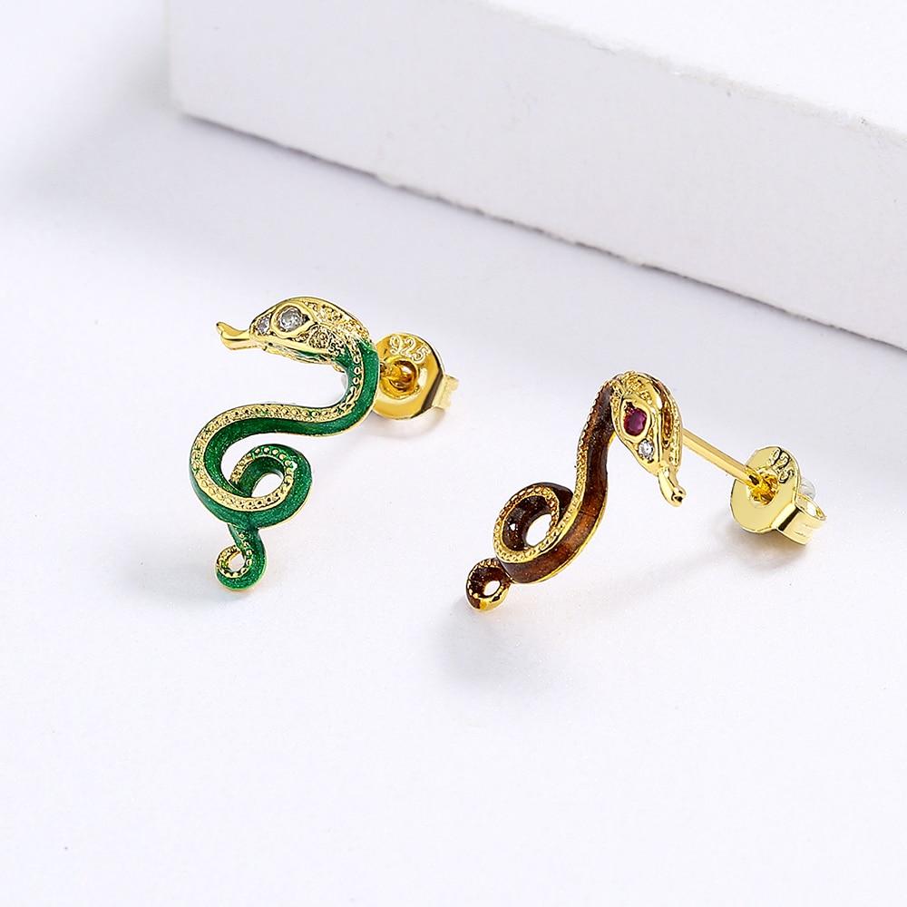 Domineering Exquisite Snake Earrings Asymmetric Women's Snake Earrings Colorful Handmade Enamel Jewelry Creative Party Jewelry