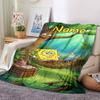 Custom Name Spongebob Forest flannel Blanket for Super Soft Cute Comfort Blanket for Travel Bedding Couch Sofa Blanket