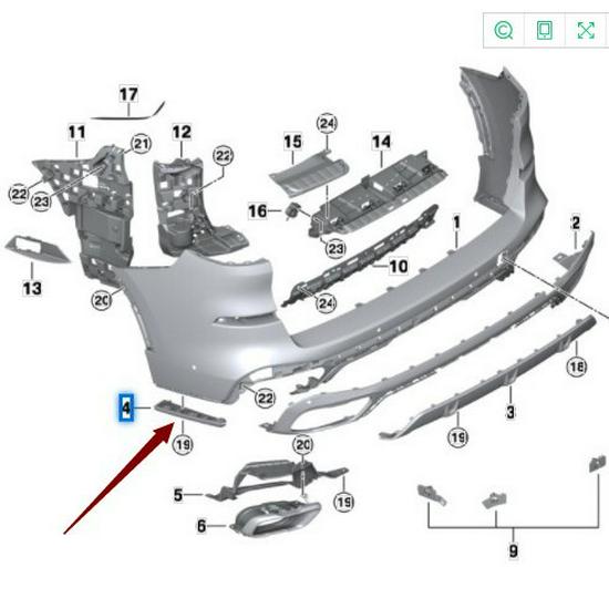 BMW G05 X5 Rear Bumper Lower Bracket Trim (51128092131/32)