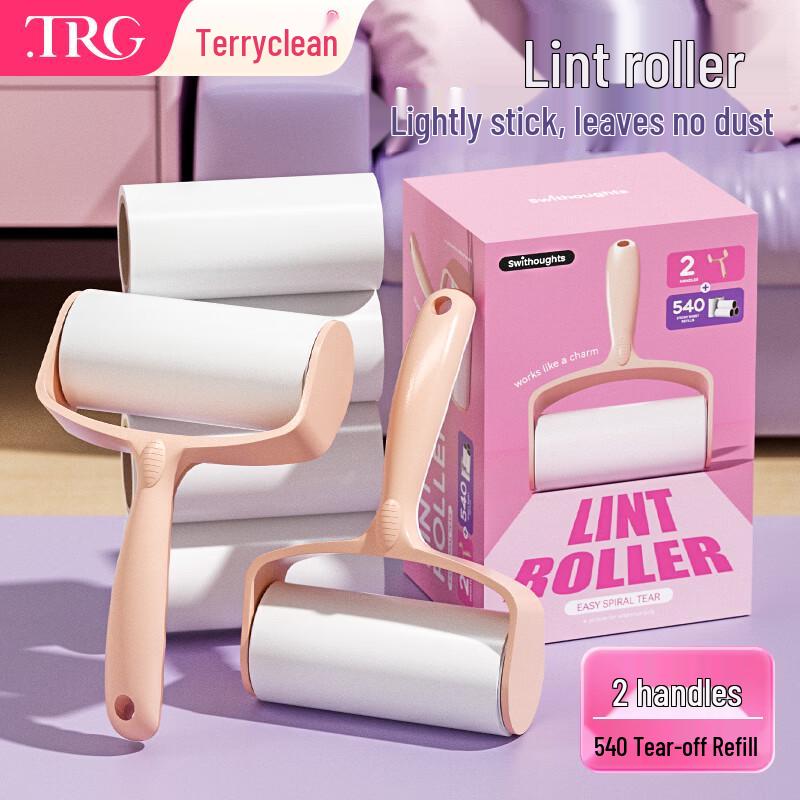 Lint Roller Set with 2 Handles and 6 Refill Rolls