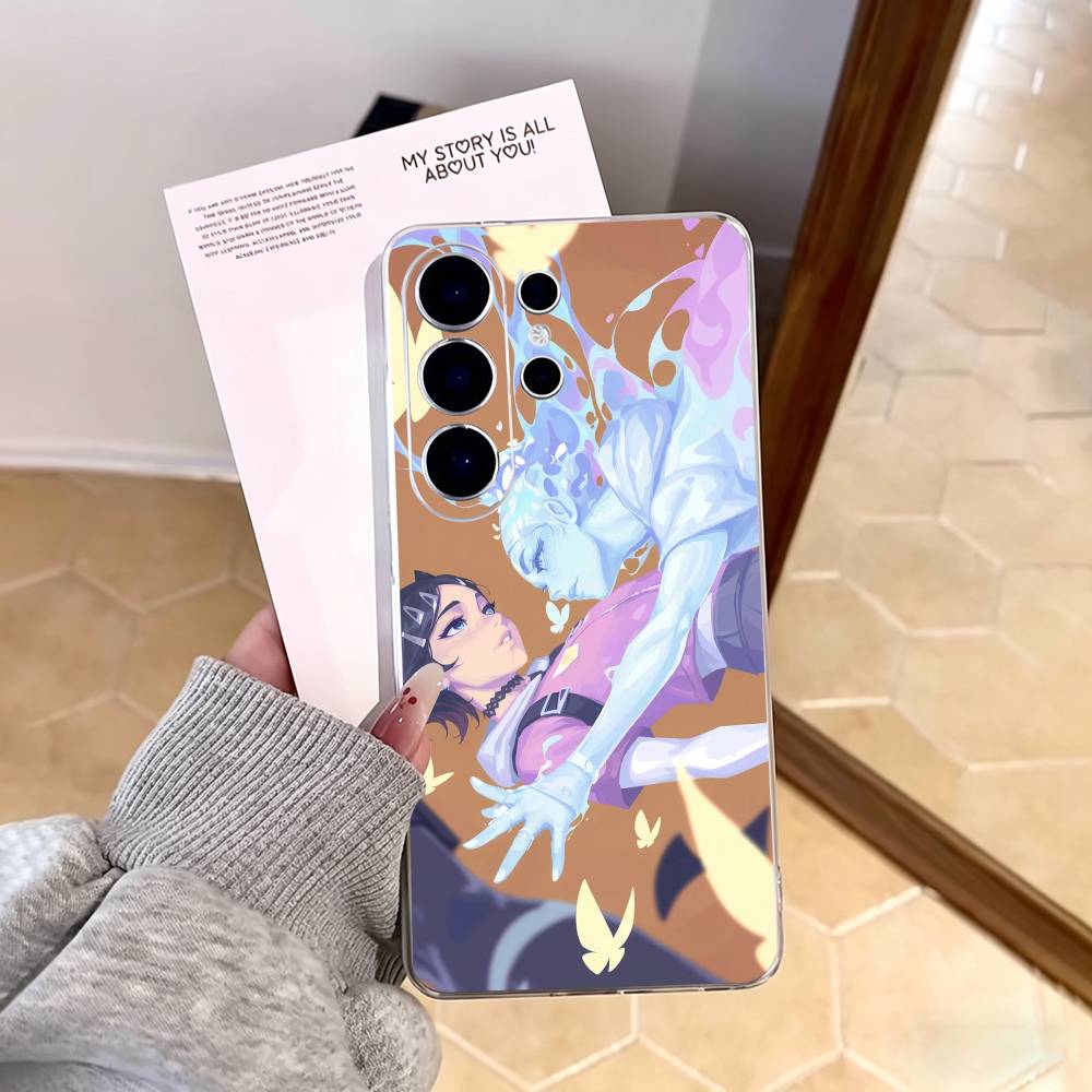 Popular V-Valorant C-Clove Phone Case For Samsung S25,S24,S21,S22,S23,S30,Ultra,S20,Plus,Fe,Note,10,9,5G Transparent Cover