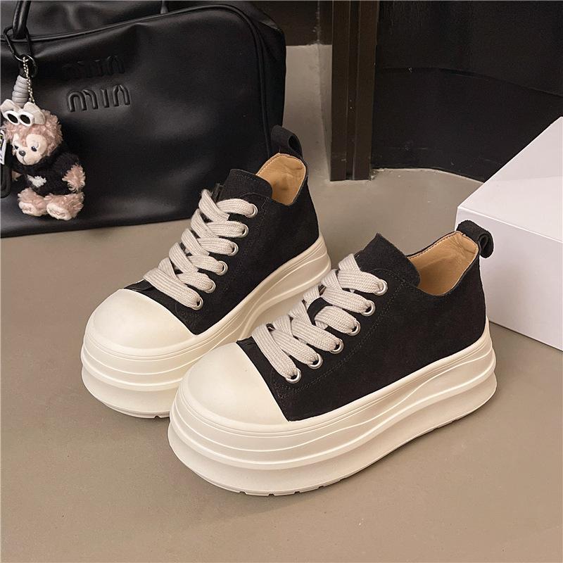 Универсальные уродливо-милые круглоголовые платформенные популярные кроссовки-маффины женские 2025 осень новые большеголовые повседневные кеды тренд 35