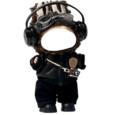 AXLUCE Lovebu Kleidung: Lederjacke, Hose, Schuhe, Kopfhörer, Brille und Kamera (Schwarz)