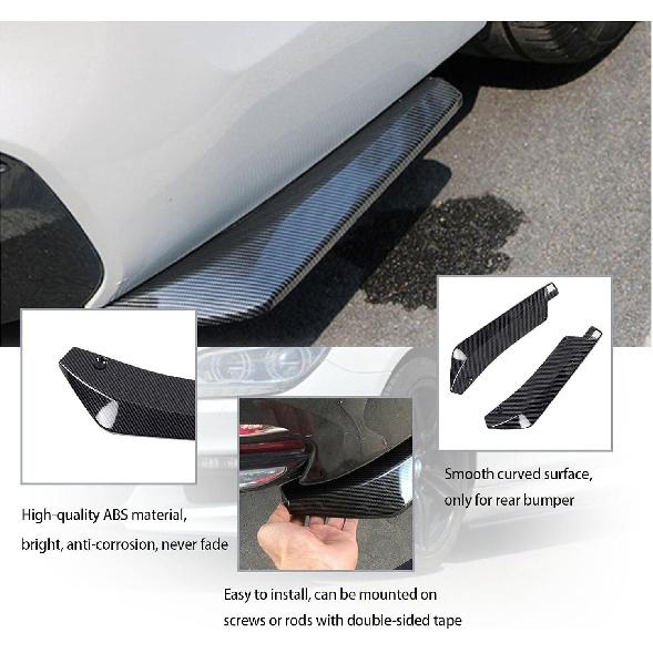 Augeny 2 PCS Rear Bumper Canard Diffuser, Anti-Crash Bumper Lip Body Kit, Universal Rear Installed Lip Diffuser Splitter Canard Protector (Carbon