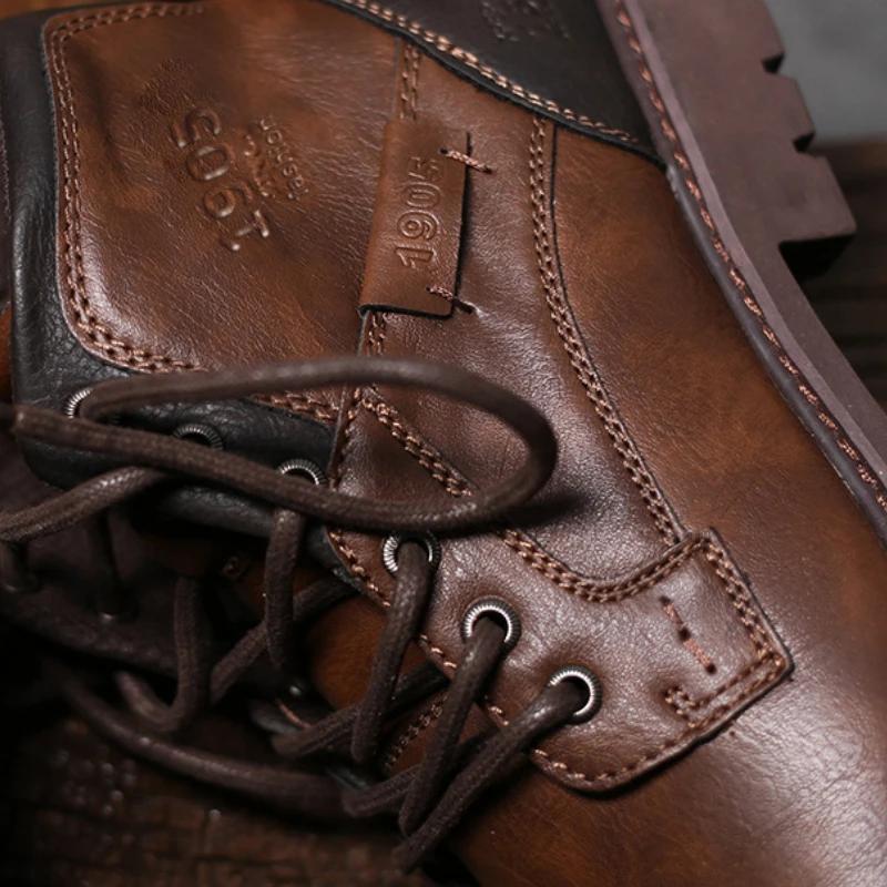 Handmade Men Ankle Boots Luxury Retro Men's Motorcycle Boots for Men High Quality Outdoor Work Shoes British Style Men Boots