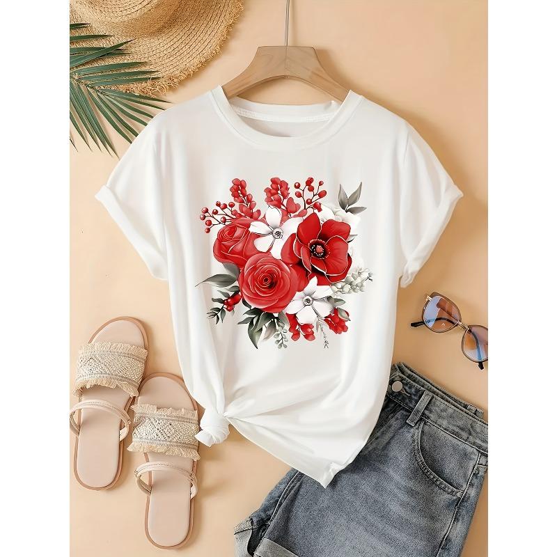 Европейские размеры Женская модная футболка с круглым вырезом S белый