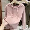 Women's Spring/Autumn Hooded Zipper Sweatshirt Jacket - Patchwork, Solid Color, Fishbone Slimming, Flesh-Hiding, Simple Short Style