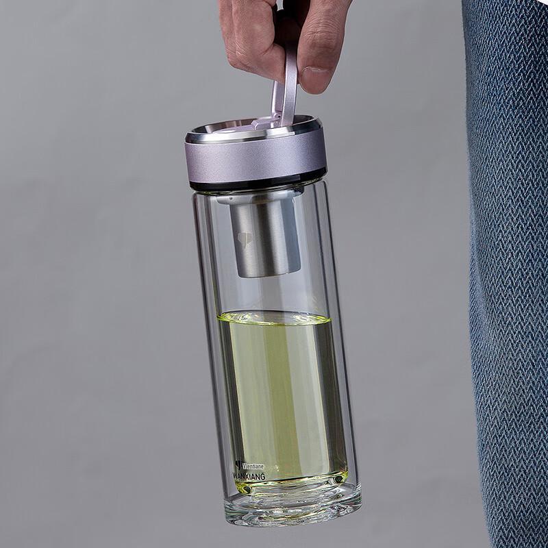 Double-Layer Glass Travel Tea Infuser Bottle