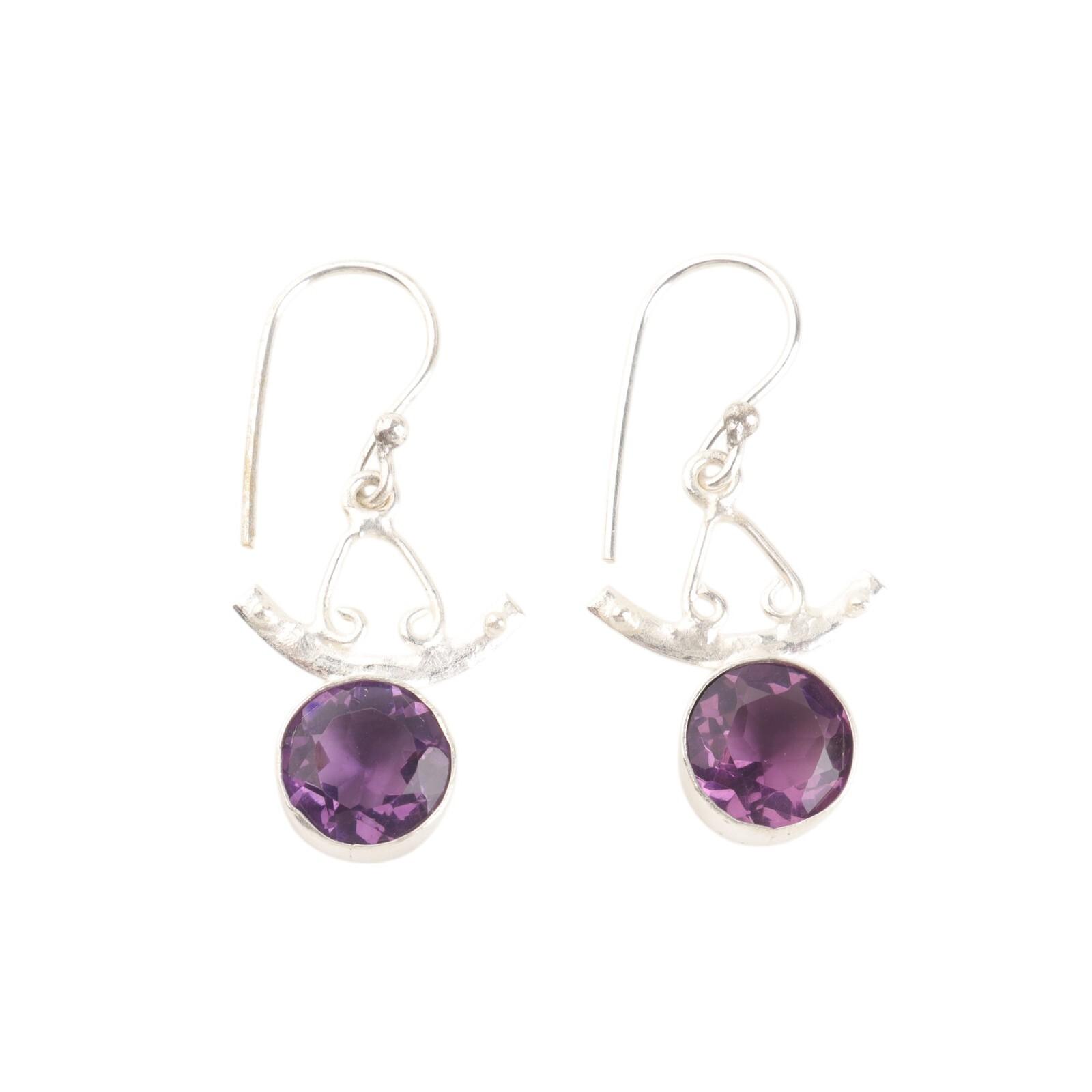 

925 Stamped Silver Jewelry Amethyst Gemstone Earrings 1.63 For Anniversary Gift EE-152-3