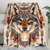 1PC Wolf Elements printed blanket, all season lightweight home office outdoor nap multifunctional blanket A7