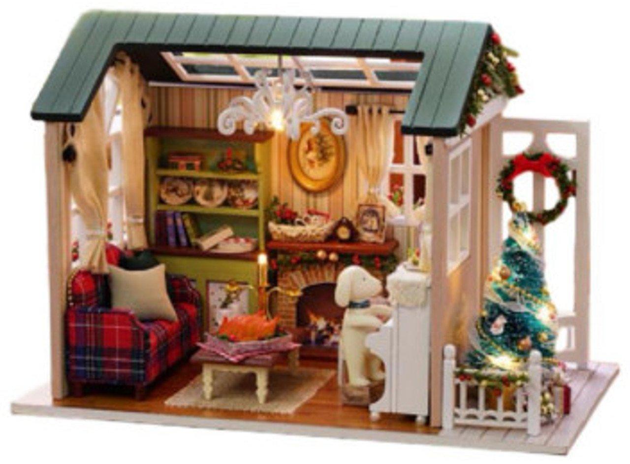 (Ласточка) Миниатюрный кукольный домик ручной работы Милый домик для щенка (Зимние каникулы)