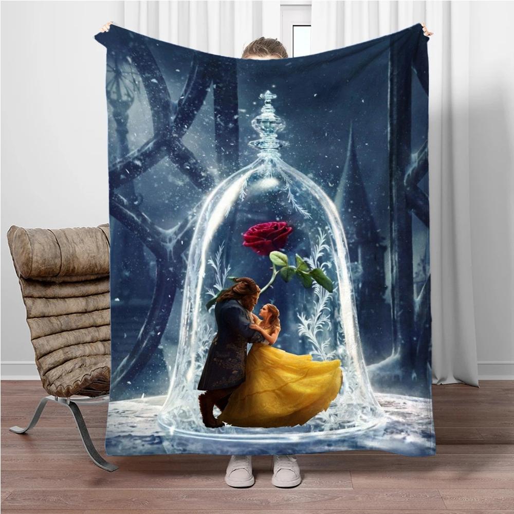 

Beauty and the Beast Soft Flannel Blankets Keep Warm Throw Blanket Comfortable Blanket for Picnic Beds Sofa Home Bedroom Gifts 100x150cm(39x59in)