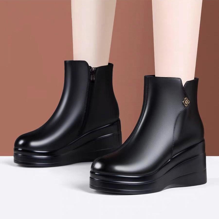 Winter new retro thick-soled wedge comfortable middle-aged mother cotton boots women's velvet warm snow boots