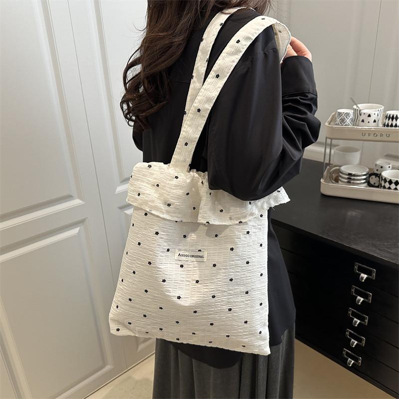 Spring Fashion Tote Bag With Ruffle Edge For Daily Use