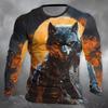 Fashion Wolf Pattern Men's Long Sleeve T-shirt Autumn Casual O-neck Pullover Funny 3D Animal Print Tops Unisex Clothes 3 Sold