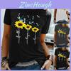 Camiseta Básica Elegante para Mujer con Estampado Floral de Margarita Blusa Versátil de Manga Corta Para Uso Casual