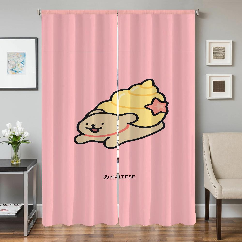 Home Interior Kitchen Curtains for Living Room 2 Pieces Blackout Curtains Door Curtain Maltese Dog Bedroom Decoration Partition