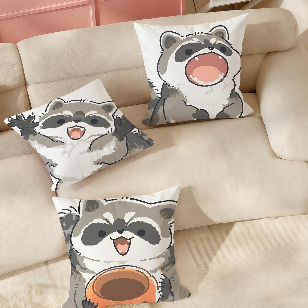 Cute Little Raccoon Pillow Case Suitable For Bedrooms Living Rooms Cars Home Decoration