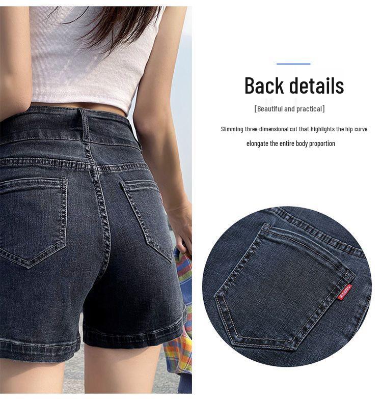 High-Waisted Elastic Denim Shorts for Women - Summer Slimming, Plus Size, Loose Wide-Leg, A-Line Style