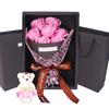 1 Bouquet Artificial Soap Rose Flower Bear Mothers Day Birthday Wedding Gift