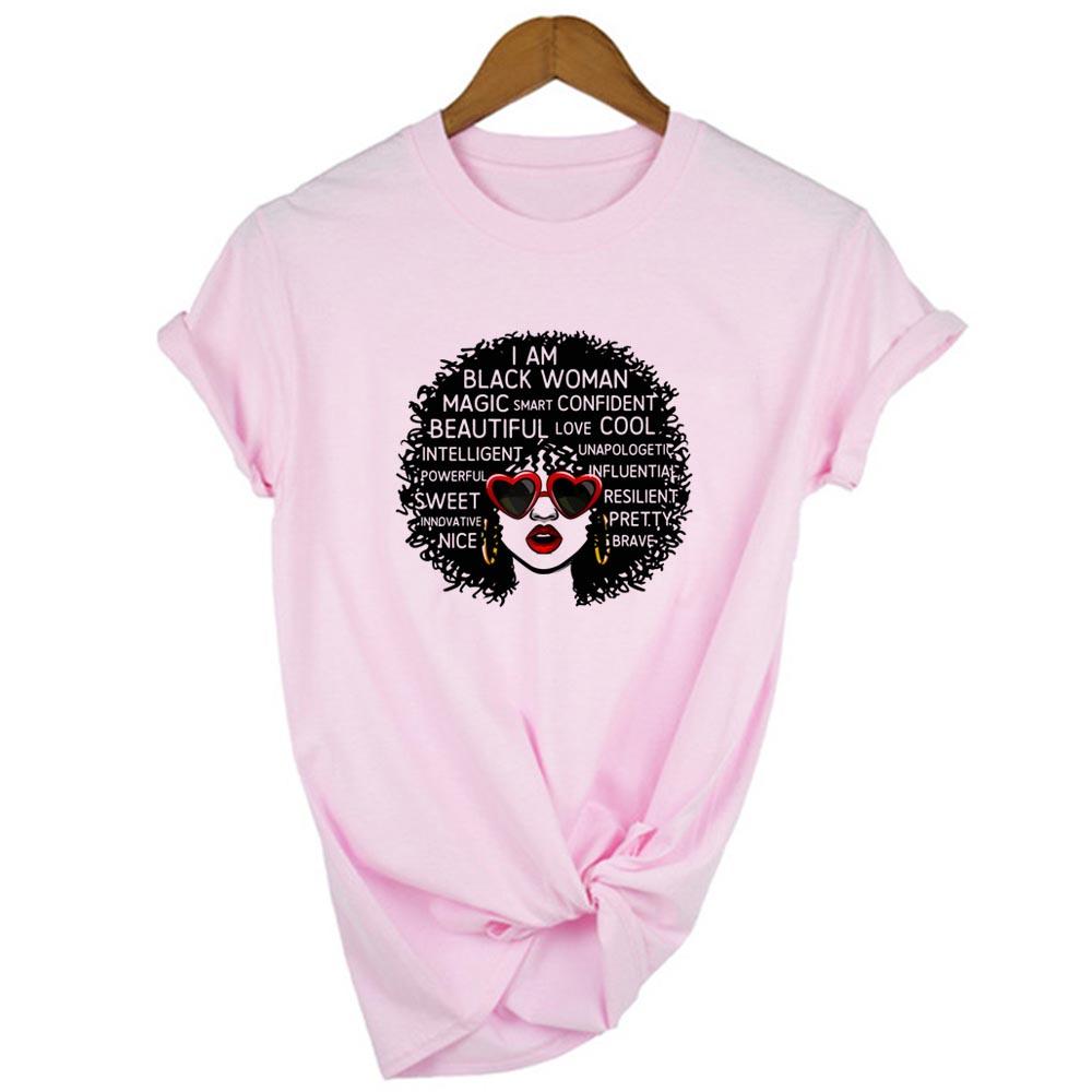 I Am A Strong Melanin Queen Print T Shirt Women Summer T Shirt Clothes African Black