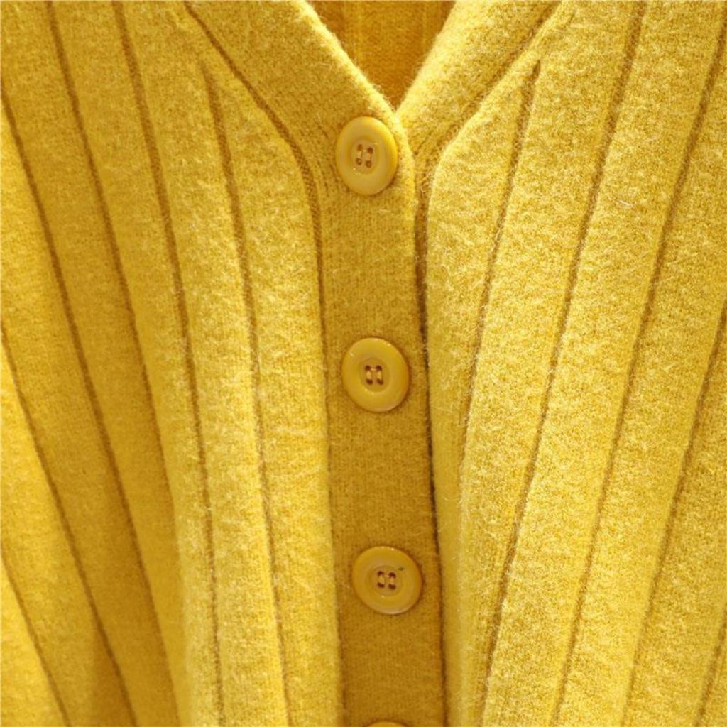 Spring and Autumn Short Outfit Loose Long Sleeve V-neck Sweater Knitted Sweater Thin Cardigan Coat Women's Top
