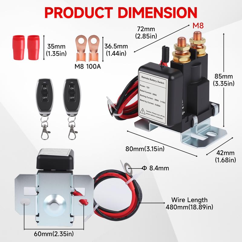 CNSPEED 500A Remote Battery Disconnect Switch 12V DC Car Kill Switch Anti Theft Kit Prevent Battery Drain For Car Auto RV Truck