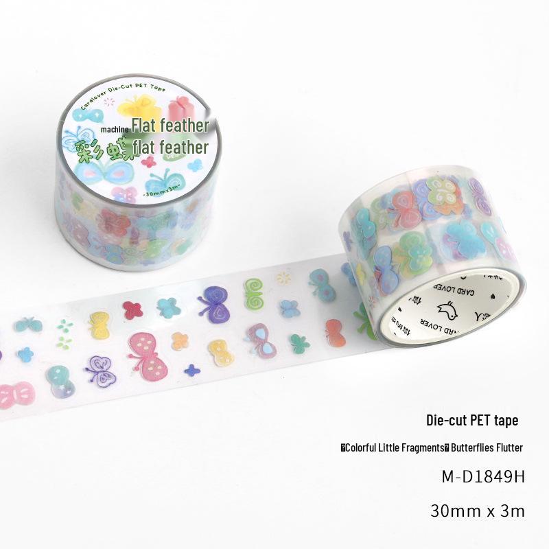 Die-cut PET Tape: Colorful Fragments Series - Hand-drawn Elements for Journal Decoration