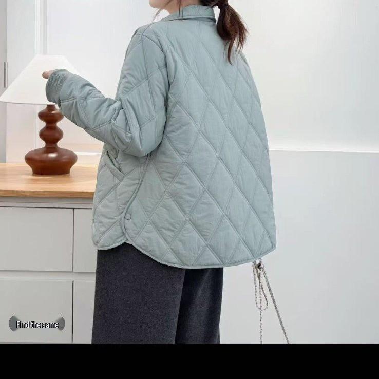Plus Size Women's Slimming Autumn/Winter Lightweight Cotton Lapel Jacket
