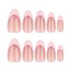 24 Pieces Simple Short Almond-shaped Wearing Nail Piece French Pink 3D Nail Piece Repeatable Fake Nail