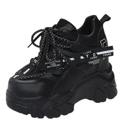 Moda 9CM Otoño Zapatos Deportivos Casuales de Mujer Zapatos de Plataforma Alta con Cordones Zapatillas Gruesas Cómodas para Mujer Zapatos Transpirables para Exterior