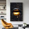 Gold Lips Canvas Painting Graffiti Style Poster Dollar Art Prints Bedroom Wall Decoration Murals For Modern Home Decor Aesthetic