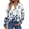 Women's Fashion Long-Sleeved Retro Floral Print Stand Collar  Shirt