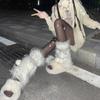 Faux Furs Leg Warmer,Warm Fuzzy Leg Warmer Boot Cuff Cover for Party Costumes Womens Fall Winter Leggings Socks  White Hair Ball 40CM