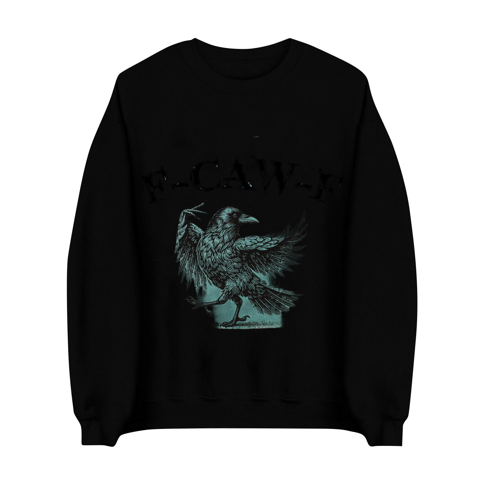 

Women s Casual Fashion Print Long Sleeve O-Neck Sweatshirts Pullover Top M чёрный