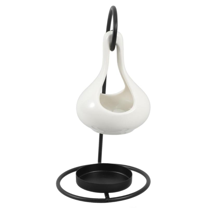 Hanging Ceramics Essential Oil Burners Aromatherapist Diffuser Tealight Candle Holder with Iron Stand for Home Decors