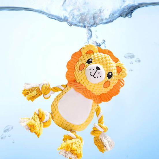 Plush Dog Toy for Aggressive Chewers Interactive Squeaky Chew Toy Soft Stuffed Animal with Cotton Rope Legs for Teething Puppies Small Medium Large