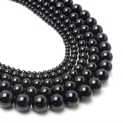 Perles en cristal noir 4/6/8/10 mm, perles d'espacement naturelles pour la fabrication de bijoux, accessoires de bracelet créatifs