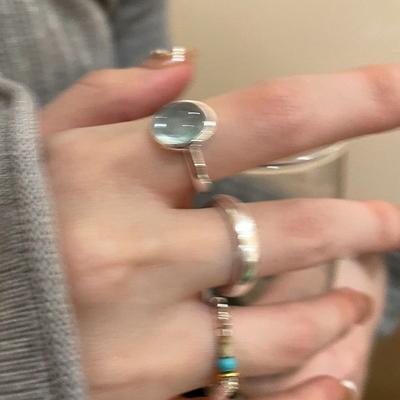 Blaue Tränen zerbrochenes Silber offener Ring weiblich kalter Wind Temperament Zeigefingerring Internet-Berühmtheit Mode Persönlichkeit Freundin Ring