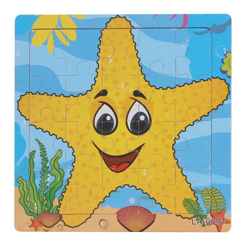 20pcs Wooden Animal PuzzleEducational Learning Toys Kids Cartoon Animals Vehicle Wood Jigsaw Puzzle for Children