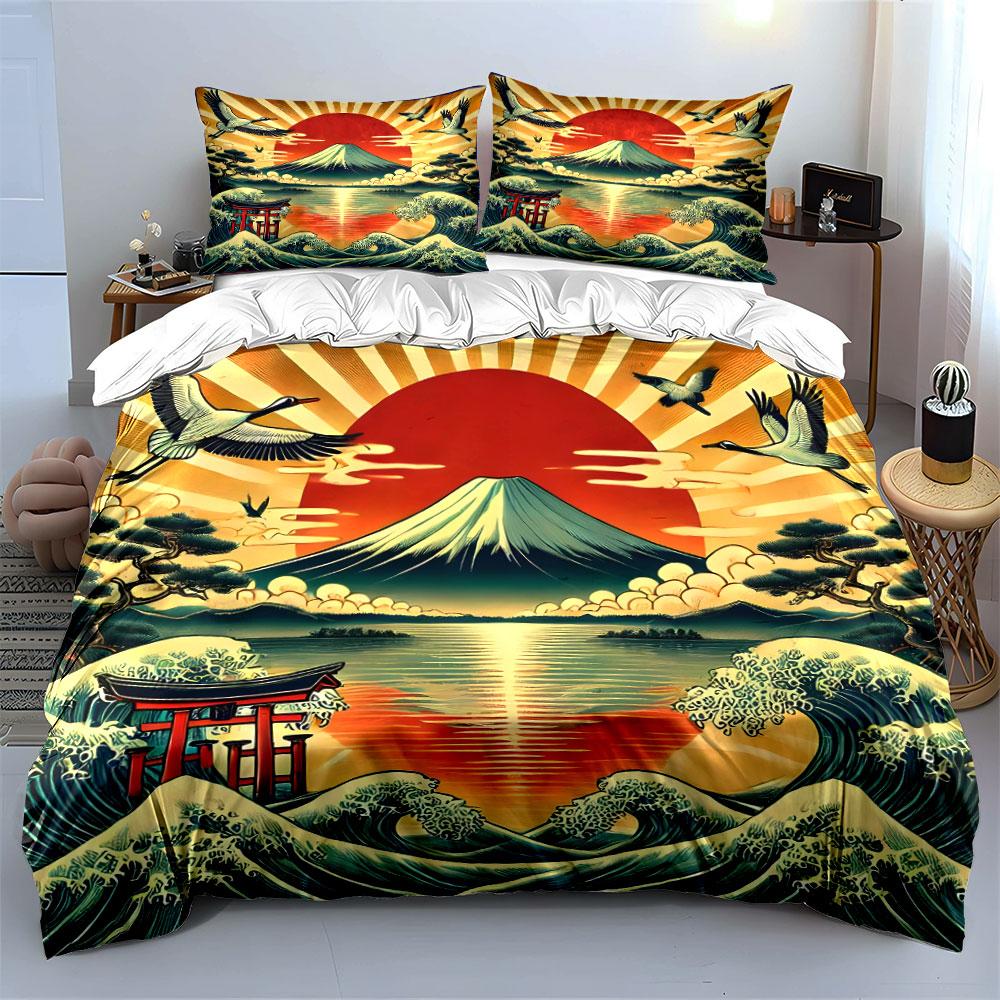 Japanese Style Art Home Decor Multiple Sizes Kid'S And Adults' Bedroom Exquisite 3Pc Bedding Set, Gift